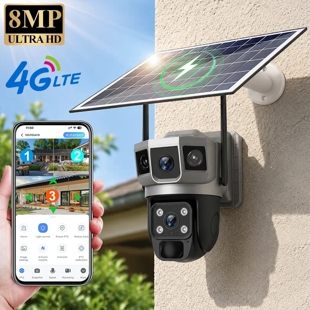 Home Security Ideas - Kamera V380 4K z trzema ekranami,