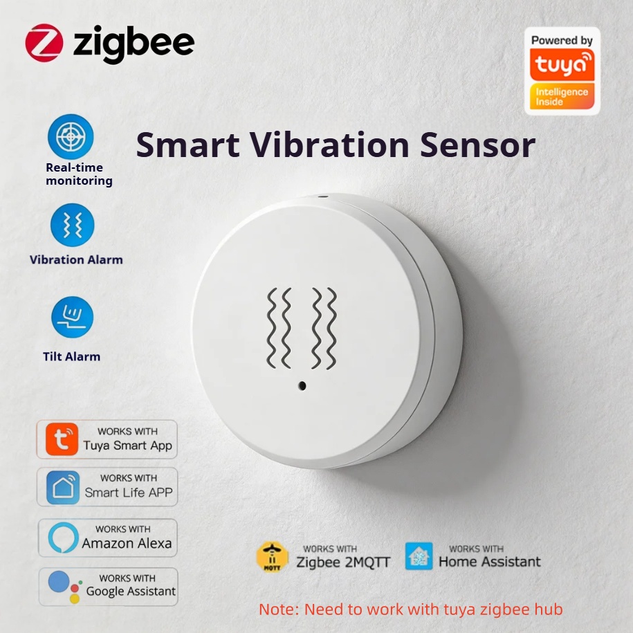Home Security App - Czujnik wibracji Tuya Zigbee, alarm w