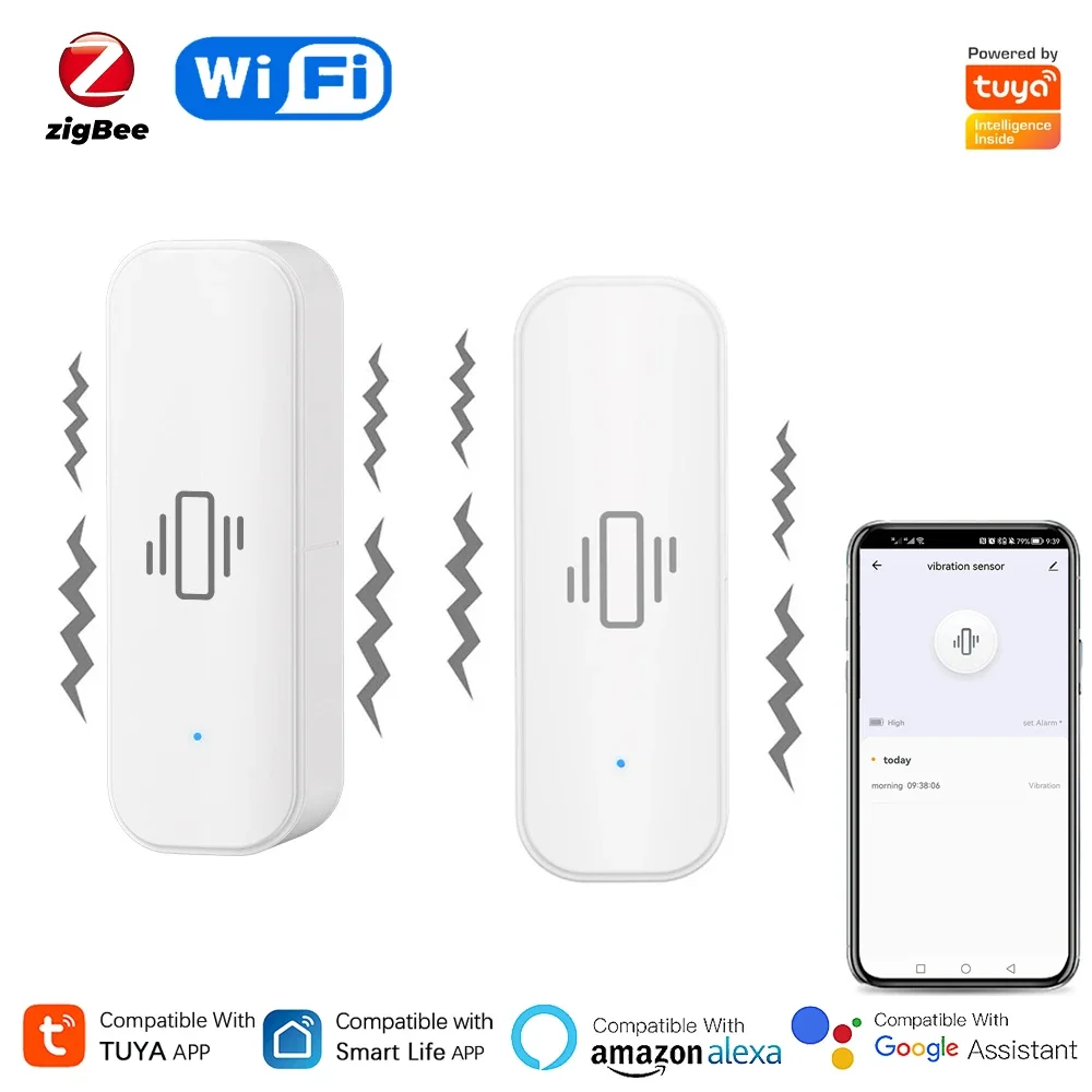 Home Security Monitoring - Tuya WiFi/Zigbee inteligentny czujnik wibracji ochrona