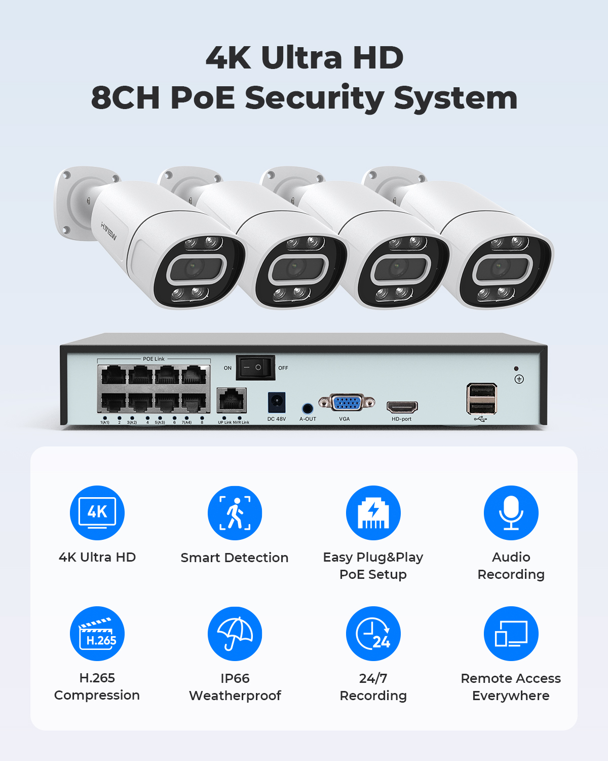 H.View 4K 5Mp 8Mp Poe CCTV Sys – Home Security Kit recenzja i cena