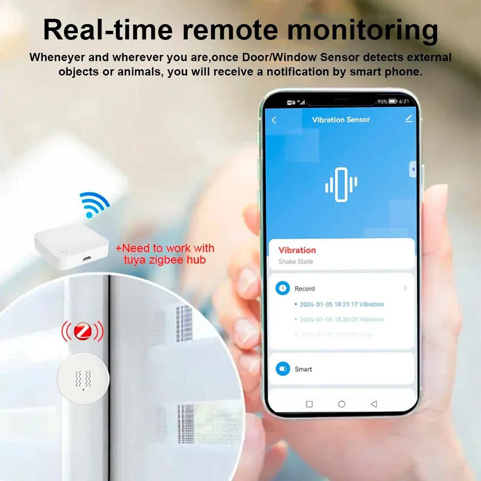 Czujnik wibracji Tuya Zigbee,  – Home Security App recenzja i cena